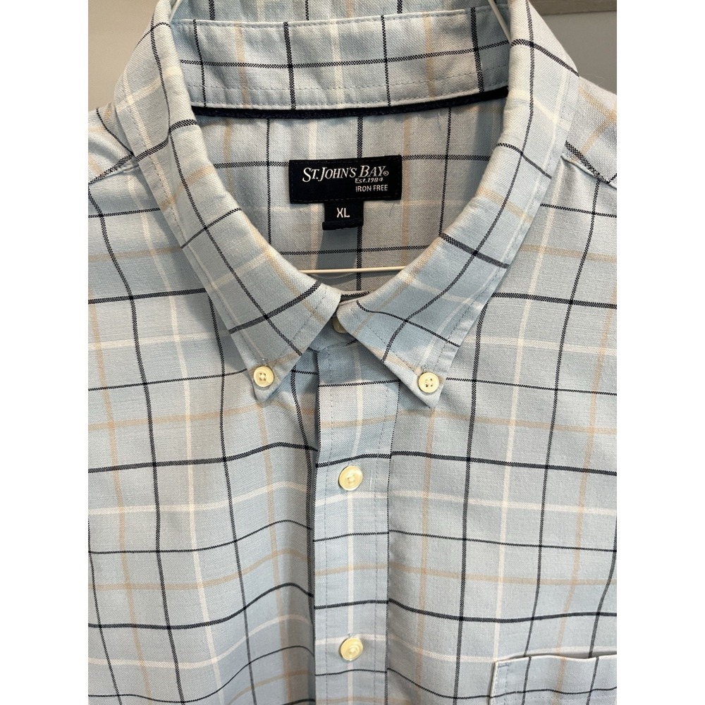 St. John's Bay Shirt Mens XL Blue Short Sleeve Heritage‎ Excellent